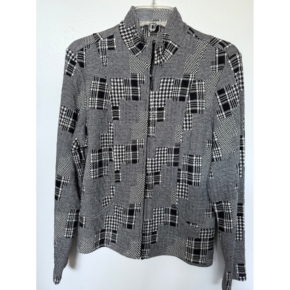 Coldwater Creek Patchwork Plaid Houndstooth Career Jacket Blazer Size P14